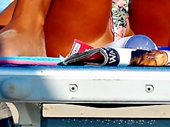 Hot girl spreads her legs in front of me at the beach