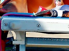 Hot girl spreads her legs in front of me at the beach