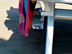 Hot girl spreads her legs in front of me at the beach