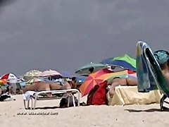 Busty sexy chicks group on nudist beach