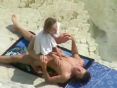 Real Amateur Couple #rec fucks on the sunny beach Voyeur
