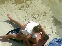 Real Amateur Couple #rec fucks on the sunny beach Voyeur