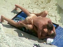 Real Amateur Couple #rec fucks on the sunny beach Voyeur
