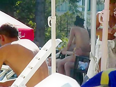 Swimming pool - topless girl