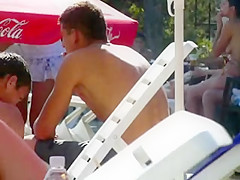 Swimming pool - topless girl