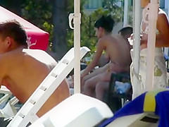 Swimming pool - topless girl