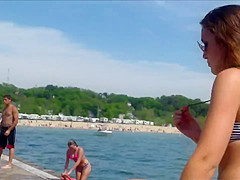 Candid College Bikini Beach Ass Butt West Michigan Booty BBW