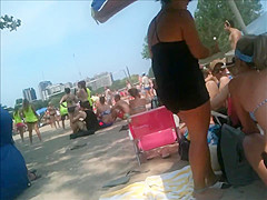2 bikini friends at the beach candid