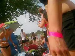 2 bikini friends at the beach candid