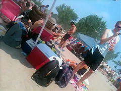 2 bikini friends at the beach candid