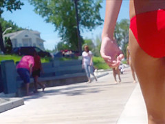 Candid Beach Bikini Butt Ass West Michigan Booty RWB USA