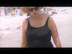 great mature jiggly tits beach stroll 37