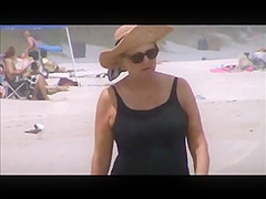 great mature jiggly tits beach stroll 37