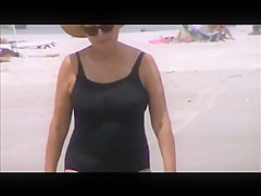great mature jiggly tits beach stroll 37