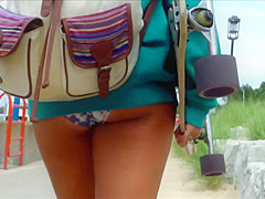 Candid Beach Bikini Butt Ass West Michigan Booty Skateboard
