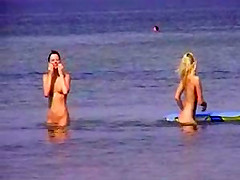 Two sexy teens naked at beach