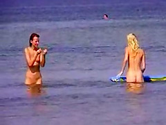 Two sexy teens naked at beach
