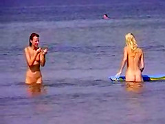 Two sexy teens naked at beach