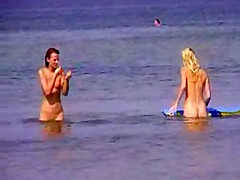 Two sexy teens naked at beach