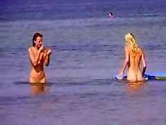 Two sexy teens naked at beach