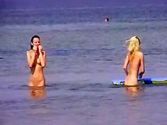 Two sexy teens naked at beach
