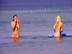 Two sexy teens naked at beach