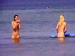 Two sexy teens naked at beach