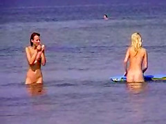 Two sexy teens naked at beach