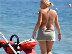 Topless beach, big tits