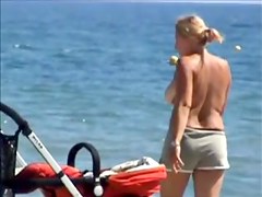 Topless beach, big tits