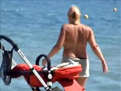 Topless beach, big tits