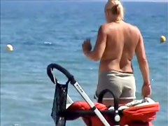 Topless beach, big tits