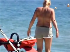 Topless beach, big tits