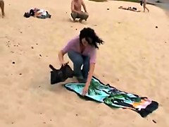 She strips on nude beach