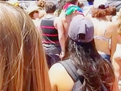 Gorgeous candid tanned bikini festival ass