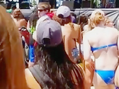 Gorgeous candid tanned bikini festival ass