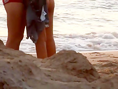 Changing clothes in the beach