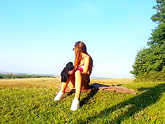 Fabulous homemade Masturbation, Outdoor sex clip
