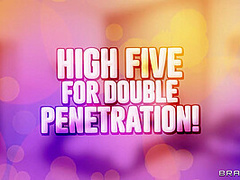 High Five For Double Penetration! With Angelo Godshack, Chloe Lamour, Pavlos Hard - Brazzers