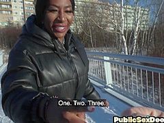 Pickedup amateur ebony babe pussynailed