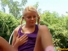 Kimmy shoves dildo deep in her pussy