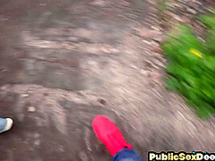 Pulled Babe doggystyled outdoor in POV