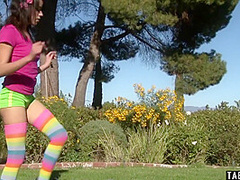 Binky Bangs In Handstand Practice Ends On Penis Outdoor