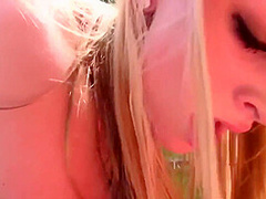 Cute Blonde Takes A Load