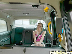 Blonde 21yo slut bounces on drivers cock