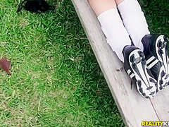 Pov Outdoor Doggy Style Fuck On The Bench With A Young Soccer Chick - Tyler Steel And Alex More