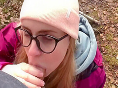 Sensual Blowjob In The Forest With Cum In Mouth 10 Min