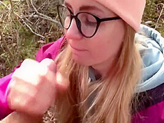 Sensual Blowjob In The Forest With Cum In Mouth 10 Min
