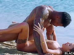 Black Diver And His Adorable Young Girlfriend Having Sex On The Beach