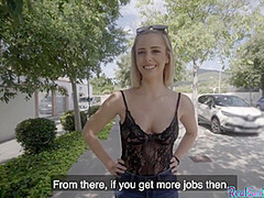 Blonde Spanish Beauty Pulled And Banged Outdoors For Cash